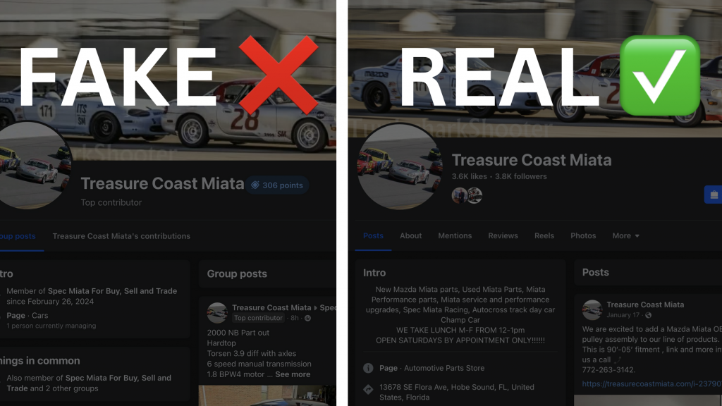 real vs fake miata groups on facebook